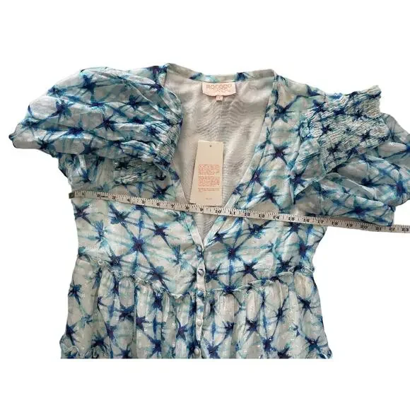 Rococo‎ Sand Volna Maxi Blue Multi Metallic Sparkle Bohemian Glam Size Small